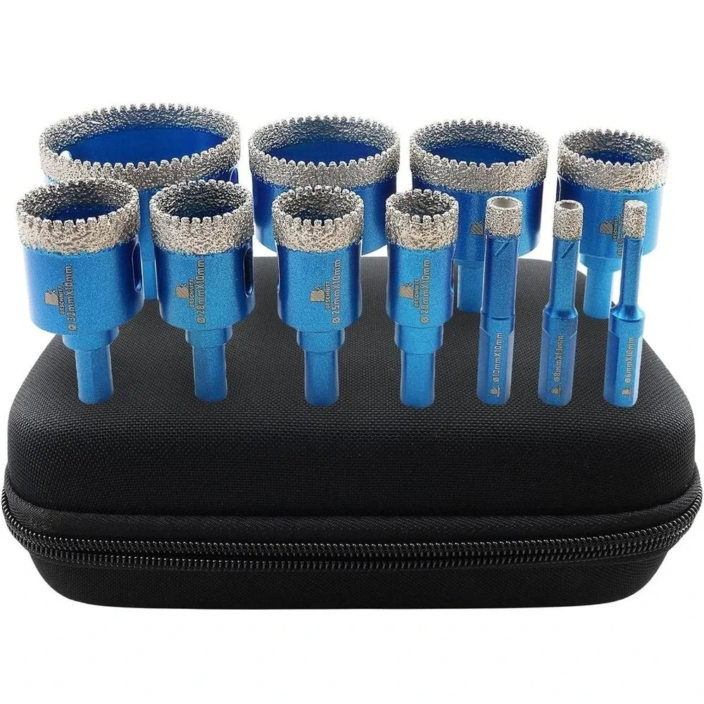 ZNXIMER Diamond Hole Saw Core Drill Bit 11 Piece‎ Set 6-65mm Blue Tile Ceramic